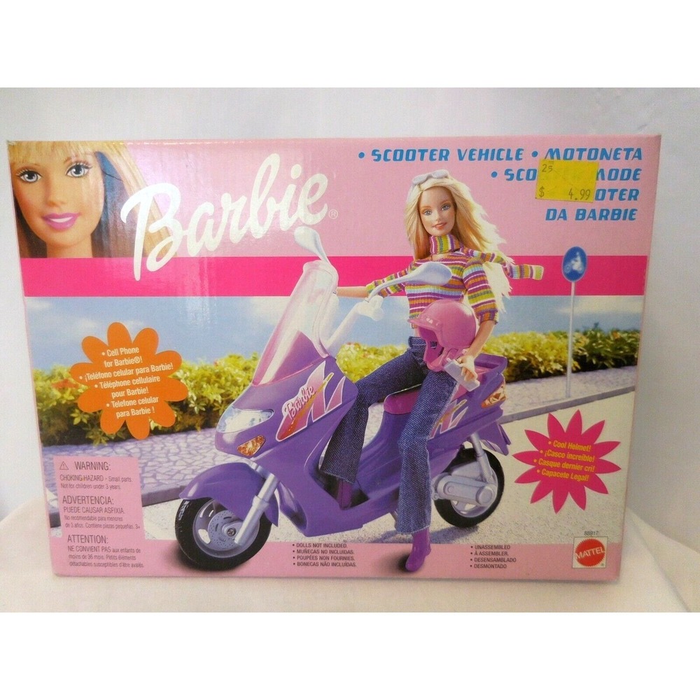 Barbie Scooter Vehicle w/ Barbie and Equipments + Box Limited Super Rare Mattel